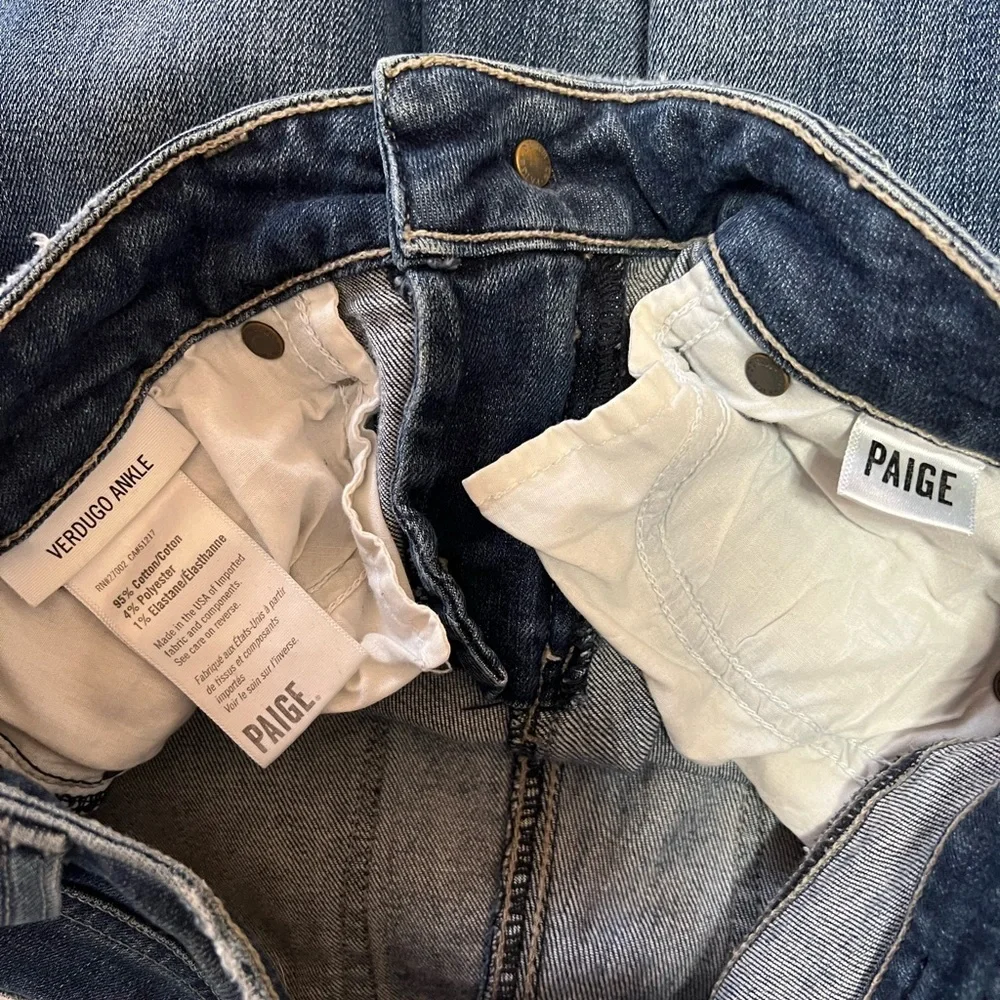 PAIGE Verdugo Ankle Ripped Raw Hem Jeans Dedee Dest